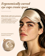 YANIBEST 3D Contoured Mulberry Silk Sleep Mask for Eyelash Protection, Ergonomically Curved Eye Cups for Zero Pressure, Total Blackout Blindfold for Deep Restful Sleep, Champagne Silk