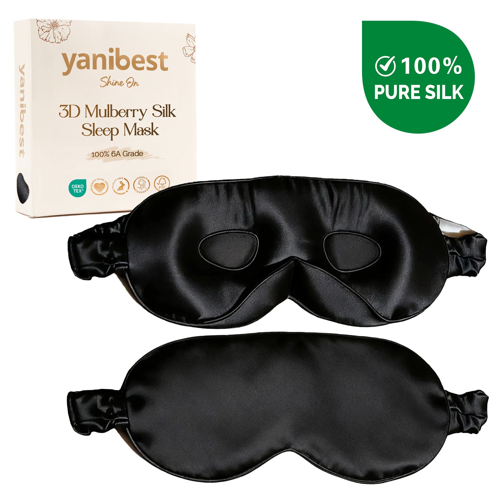 3D Mulberry Silk Sleep Mask - Black