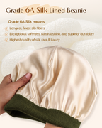 Mulberry Silk Lined Beanie - Green