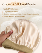 Mulberry Silk Lined Beanie - Khaki Gray