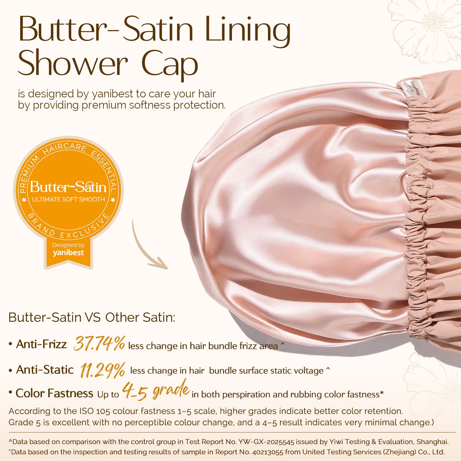 Butter Satin Lined Waterproof Shower Cap - Blush Pink