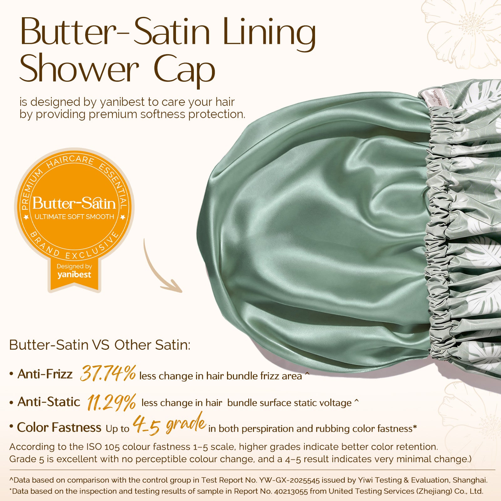 Butter Satin Lined Waterproof Shower Cap - Fresh Green