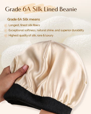 Mulberry Silk Lined Beanie - Black