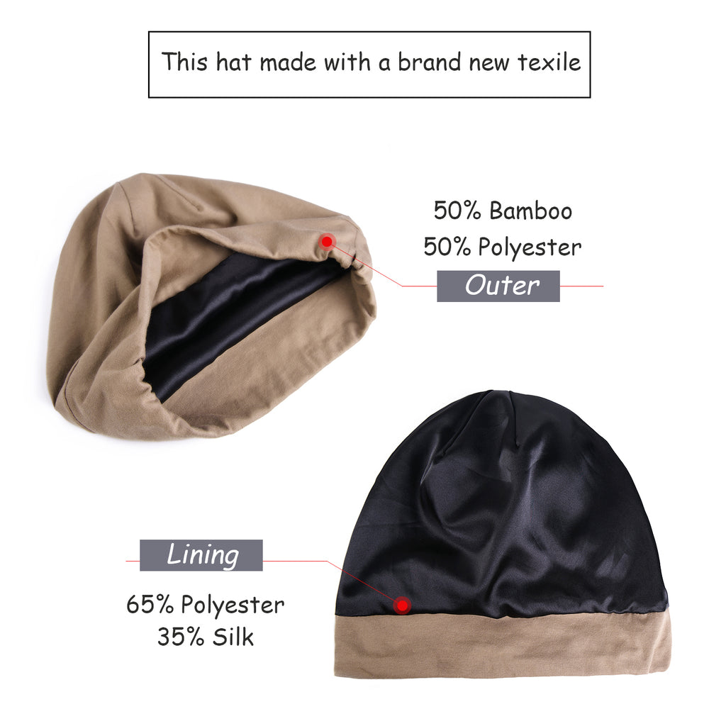 Butter Satin Lined Slouchy Cap - Khaki