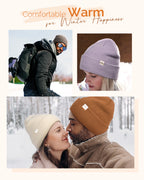 Butter Satin Lined Knit Skull Beanie - Misty Purple
