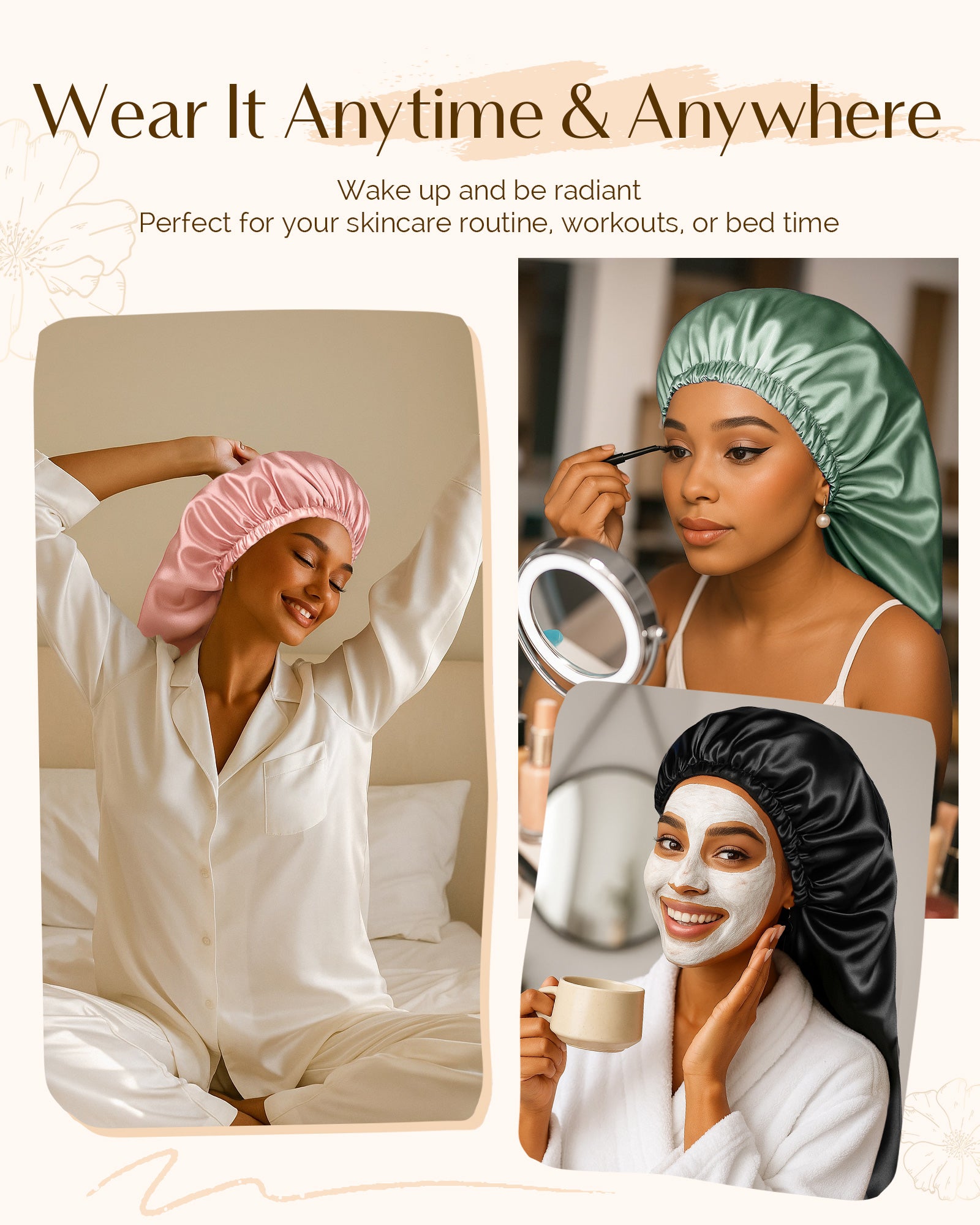 Silk Butter Satin Bonnet For Braids - Jade Green