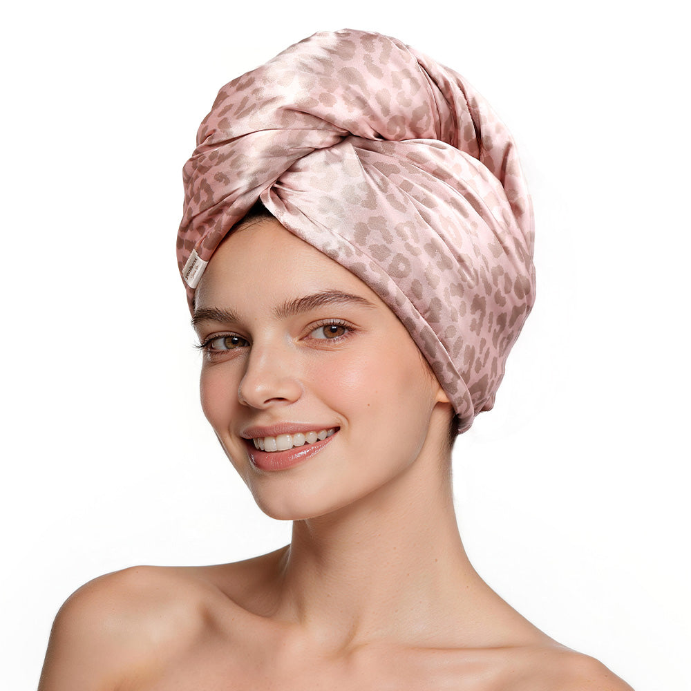 Microfiber Hair Towel - Pink Leaopard