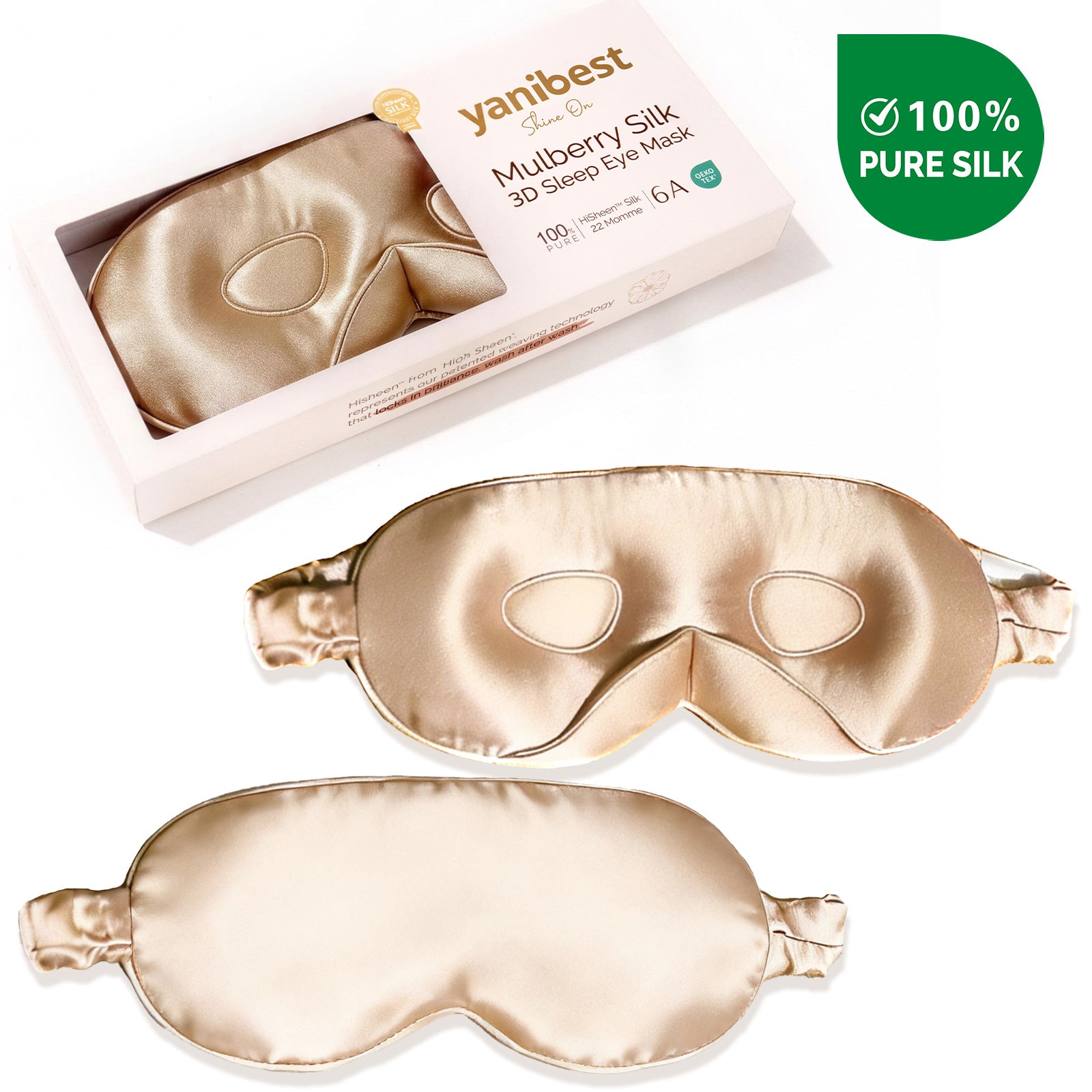 Mulberry Silk 3D Sleep Mask - Champagne