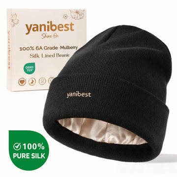 Mulberry Silk Lined Beanie - Black