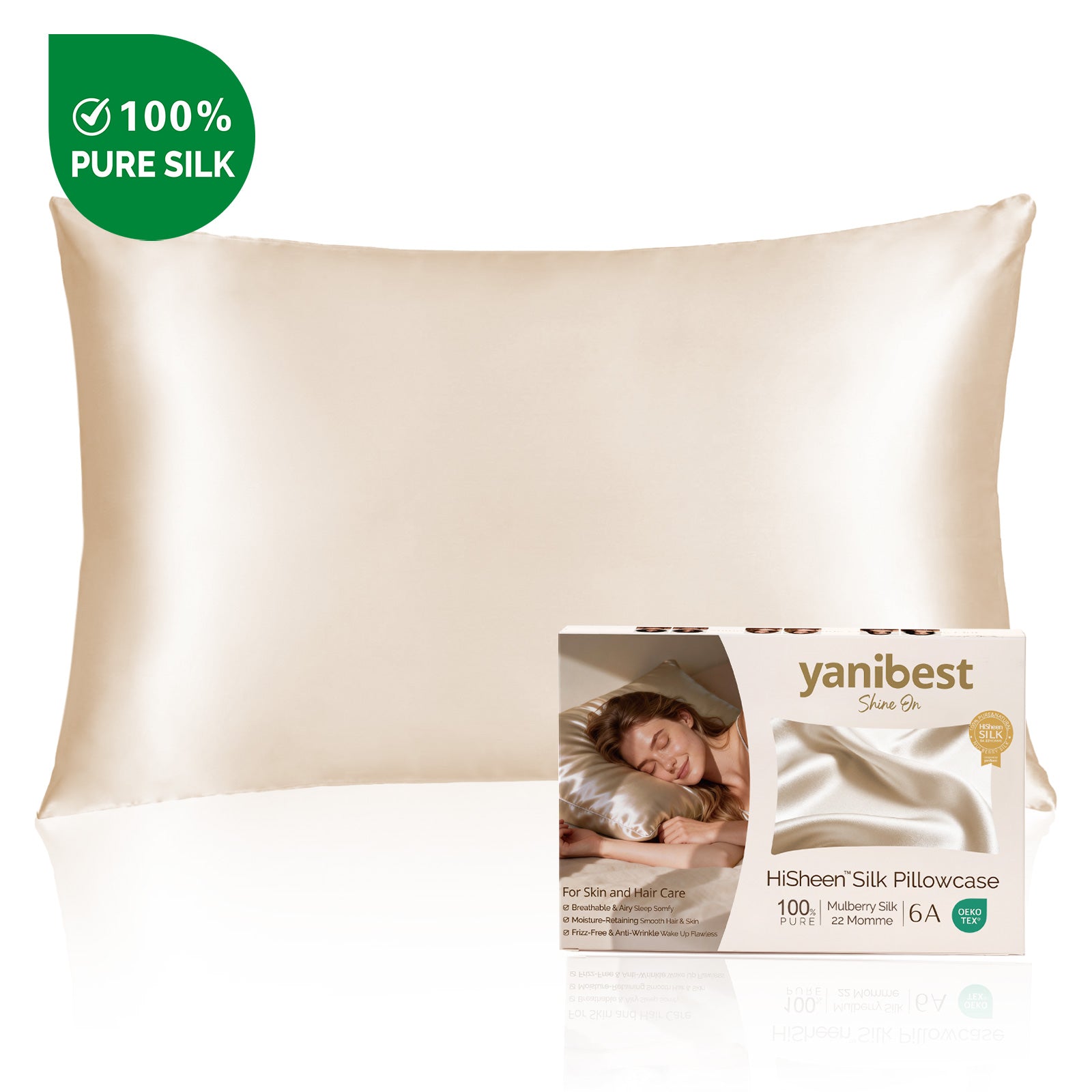 Mulberry Silk 22MOMME Luxury Pillowcase | Champagne