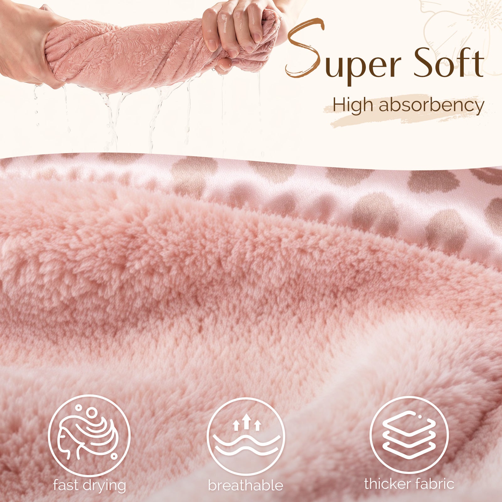Microfiber Hair Towel - Pink Leaopard