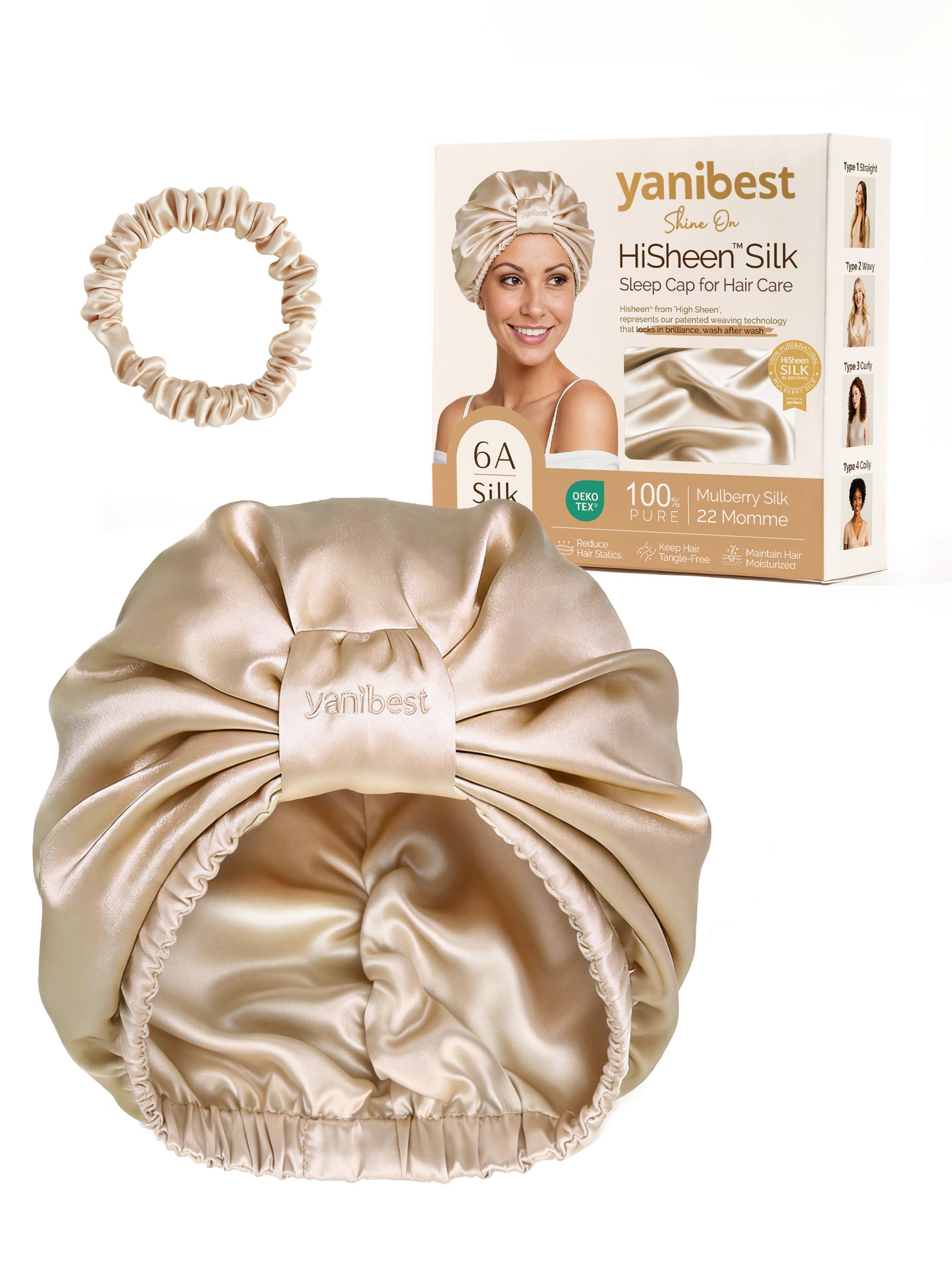 Mulberry Silk Bonnet 22 MOMME Classic Turban - Champagne