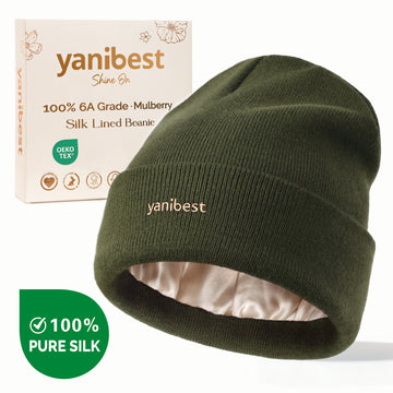 Mulberry Silk Lined Beanie - Green