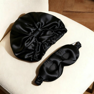 6A Mulberry Silk 3D Sleep Mask Slik Turban - Black