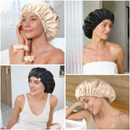 6A Mulberry Silk Bonnet Adjustable Elastic - Black YANIBEST