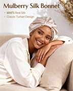 6A Mulberry Silk Bonnet Classic Turban - Champagne YANIBEST