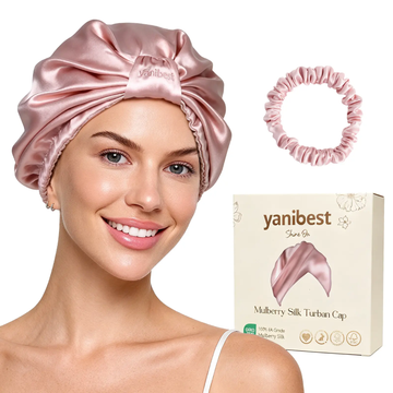 6A Mulberry Silk Bonnet Classic Turban - Pink