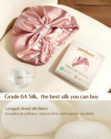 6A Mulberry Silk Bonnet Classic Turban - Pink