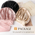 6A Mulberry Silk Bonnet with Tie Band - Black YANIBEST