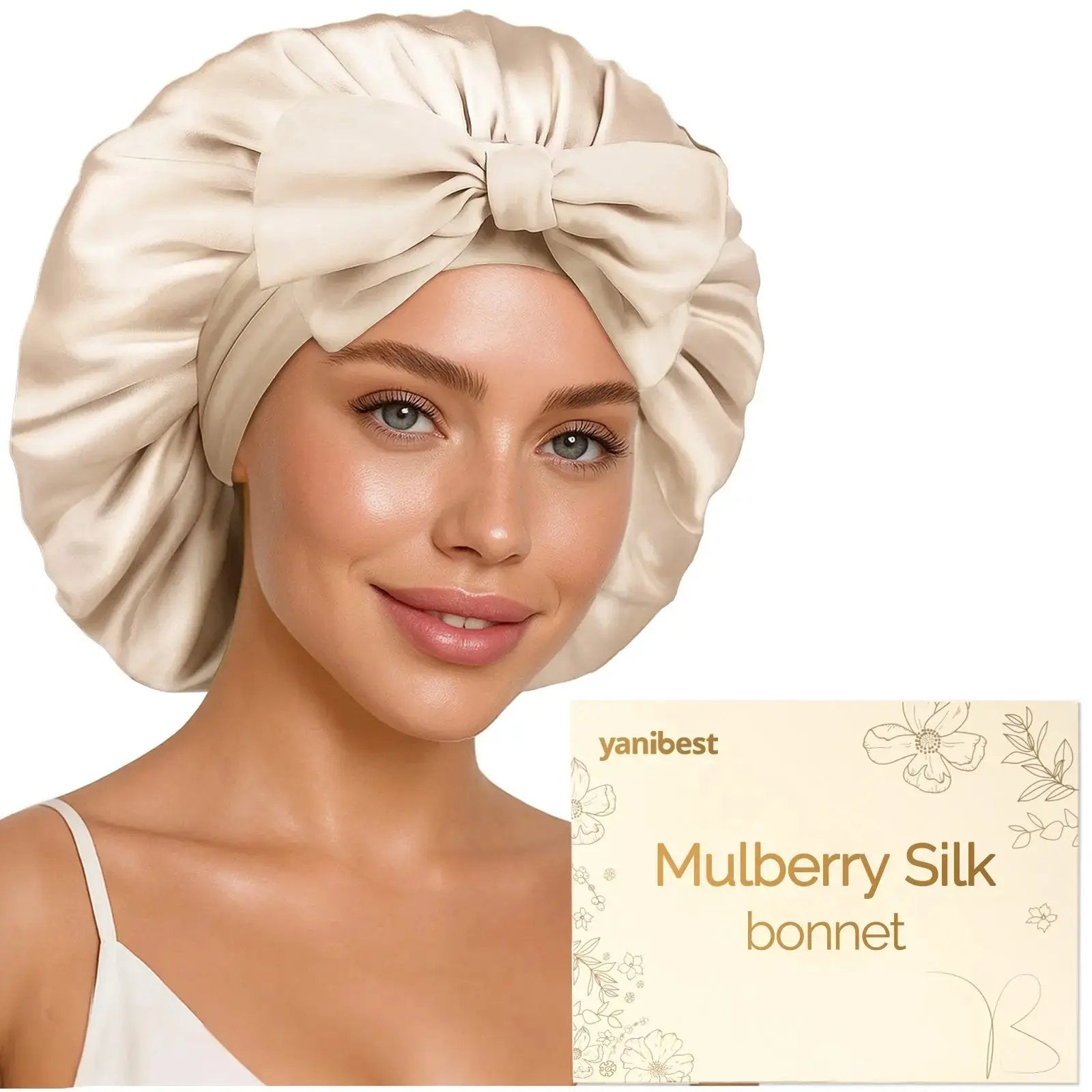Mulberry Silk Bonnet with Tie Band YANIBEST 37.99