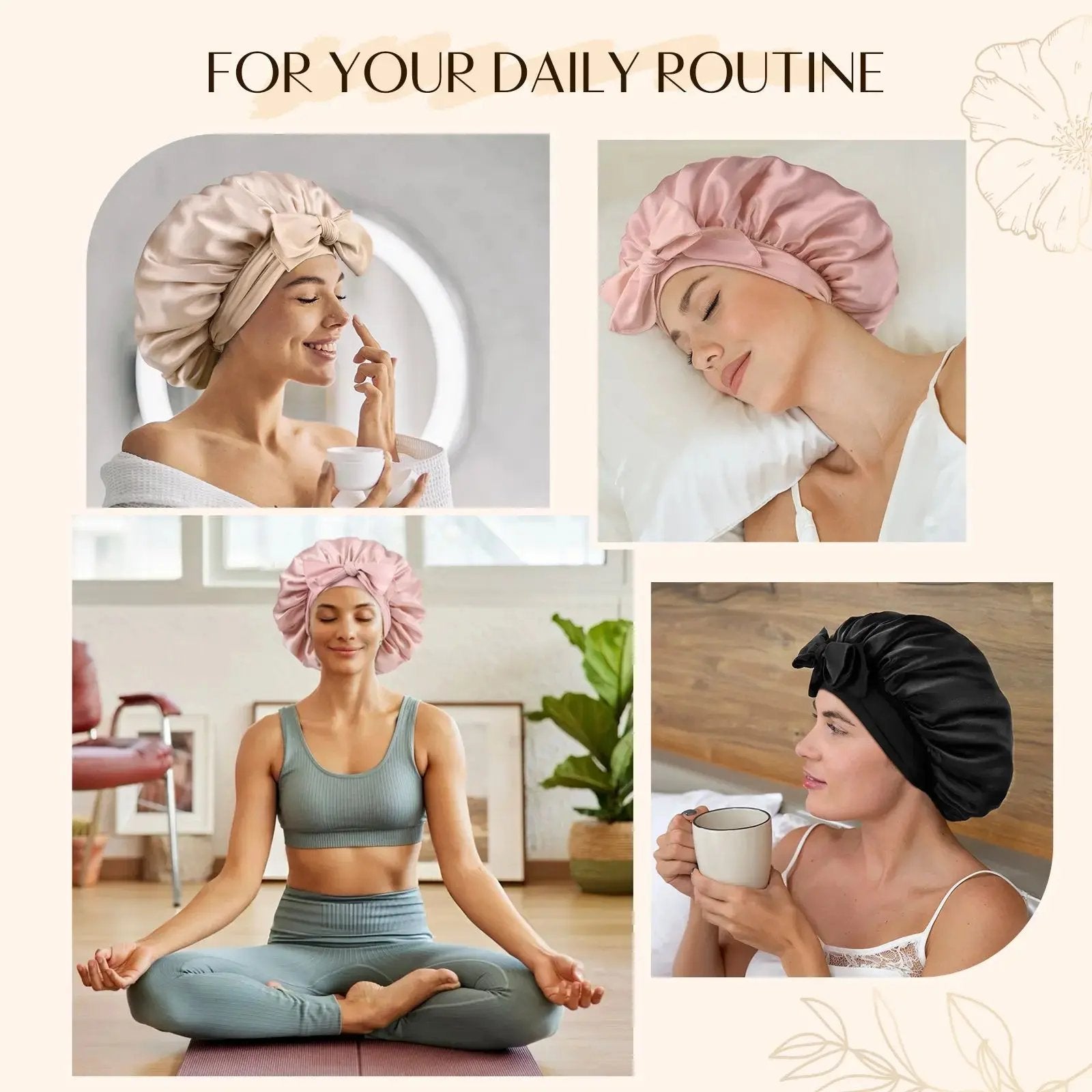 Mulberry Silk Bonnet with Tie Band YANIBEST