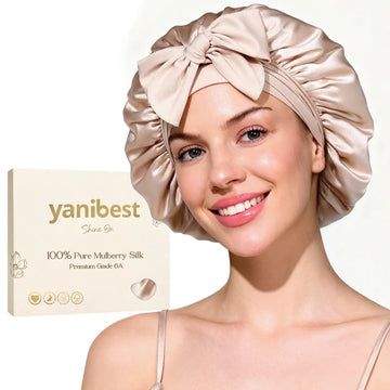 6A Mulberry Silk Bonnet with Tie Band - Champagne