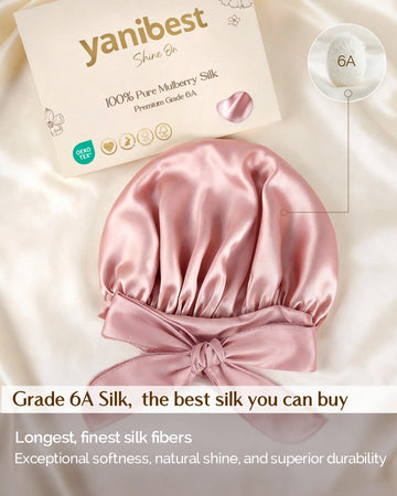 6A Mulberry Silk Bonnet with Tie Band - Pink