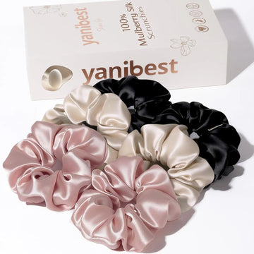 6A Mulberry Silk Scrunchie 6 in 1- Blush & Noir Champagne