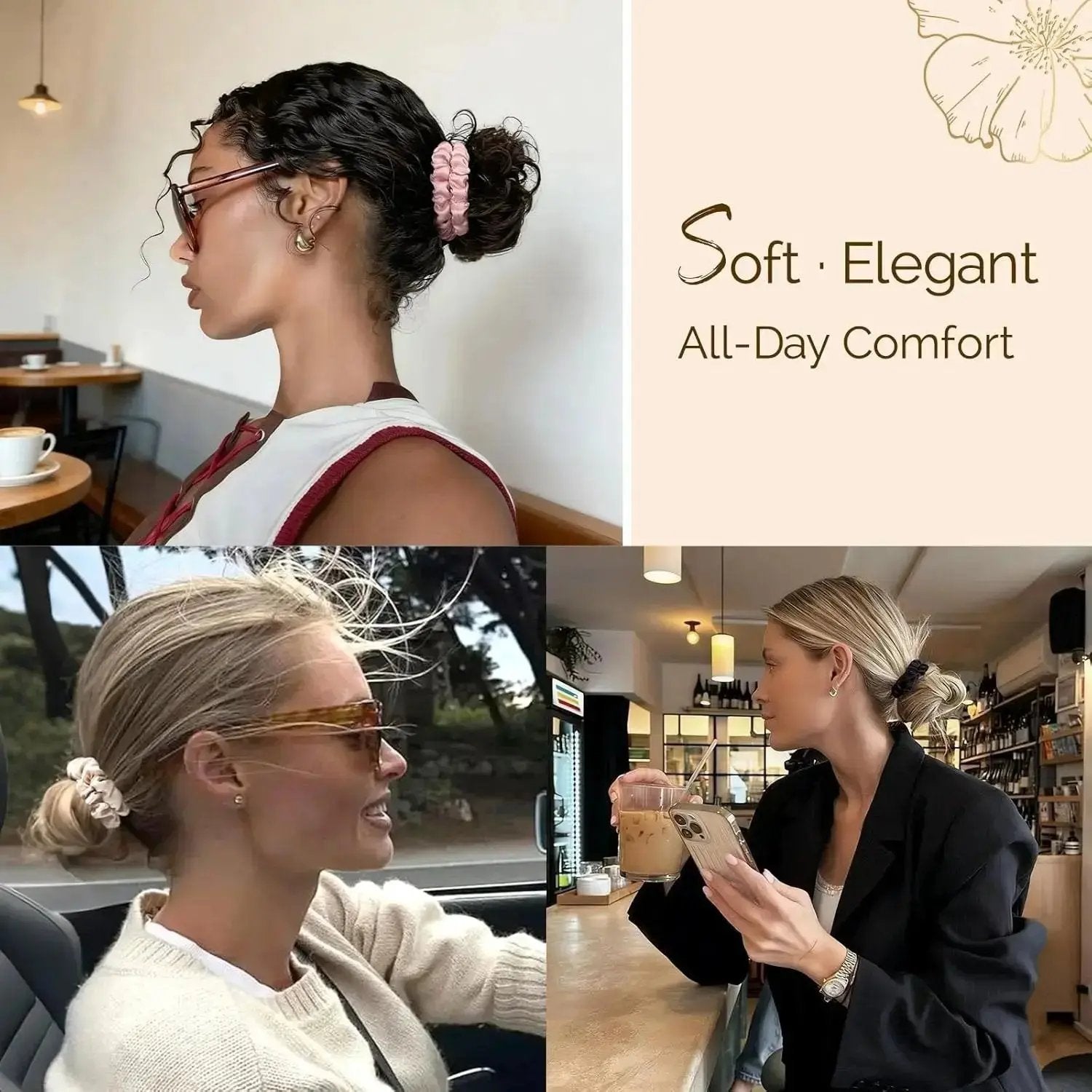 6A Mulberry Silk Skinny Scrunchie 6 in 1- Colorful Set YANIBEST