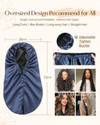 Silk Butter Satin Bonnet For Braids - Indigo Blue
