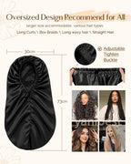 Silk Butter Satin Bonnet For Braids - Black