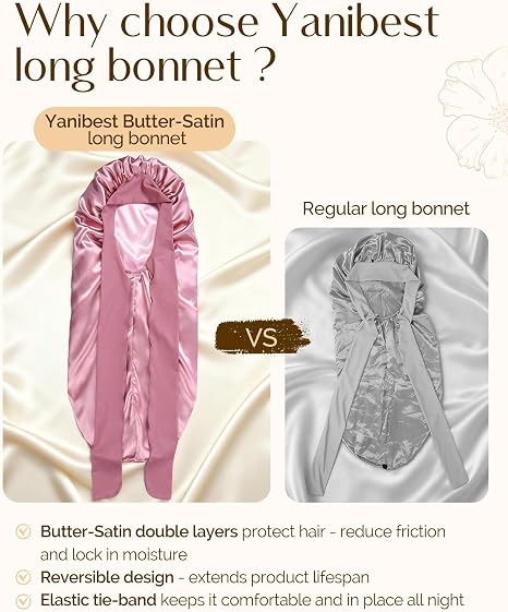 Silk Butter Satin Bonnet For Extra Long Adjustable - Purple Pink