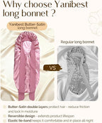 Silk Butter Satin Bonnet For Extra Long Adjustable - Purple Pink