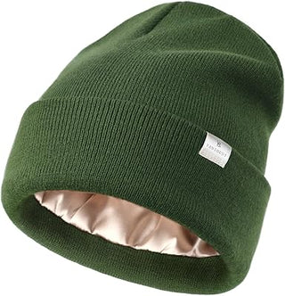 Butter Satin Lined Knit Skull Beanie - Slate Green