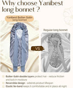Silk Butter Satin Bonnet For Extra Long Adjustable - Blue