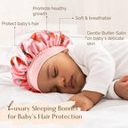 Baby Silk Satin Bonnet Wide Band - Purple+pink