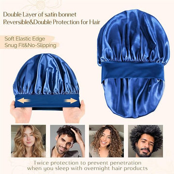Silk Butter Satin Bonnet Wide Band - Royal Blue