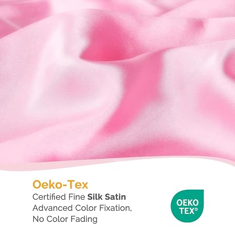 Silk Butter Satin Bonnet For Braids with Tie Band - Black & Pink