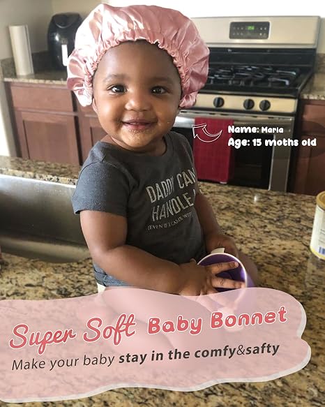Baby Silk Satin Bonnet Adjustable - Pink
