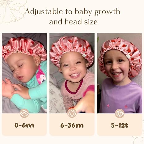 Baby Silk Satin Bonnet Adjustable - Pink