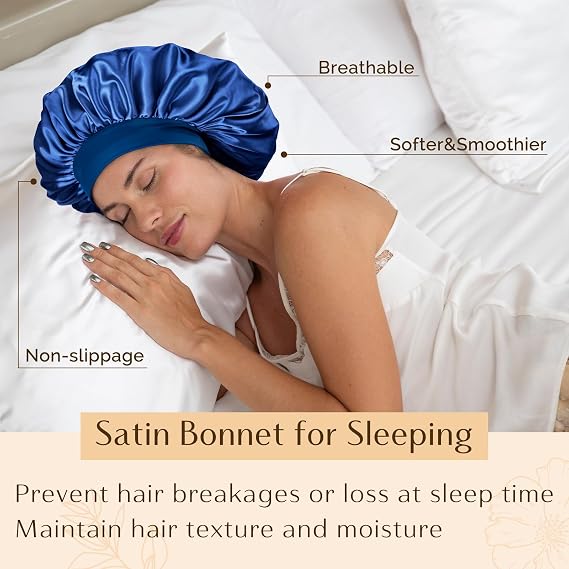 Silk Butter Satin Bonnet Wide Band - Royal Blue