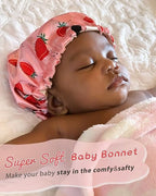 Baby Silk Satin Bonnet Adjustable - Pink Herat