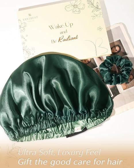 Silk Butter Satin Bonnet Adjustable Elastic - Green