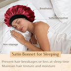 Silk Butter Satin Bonnet Wide Band - Wine red