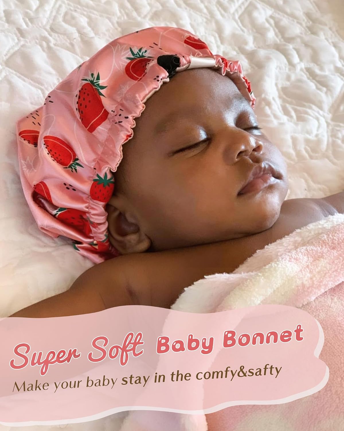 Baby Silk Satin Bonnet Adjustable - Pink