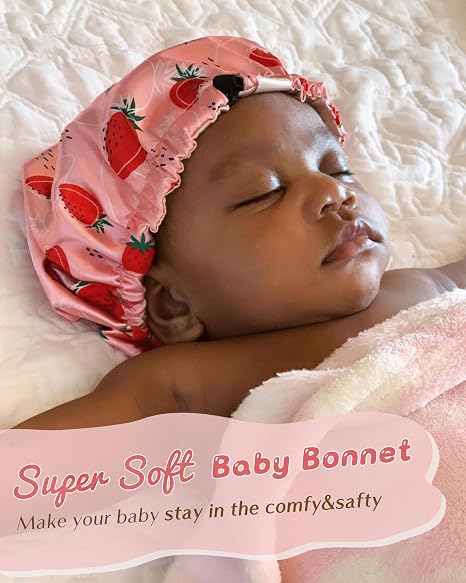 Baby Silk Satin Bonnet Adjustable - Hot Pink