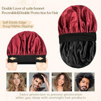 Silk Butter Satin Bonnet Wide Band - Wine red