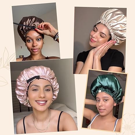 Silk Butter Satin Bonnet Adjustable Elastic - Green