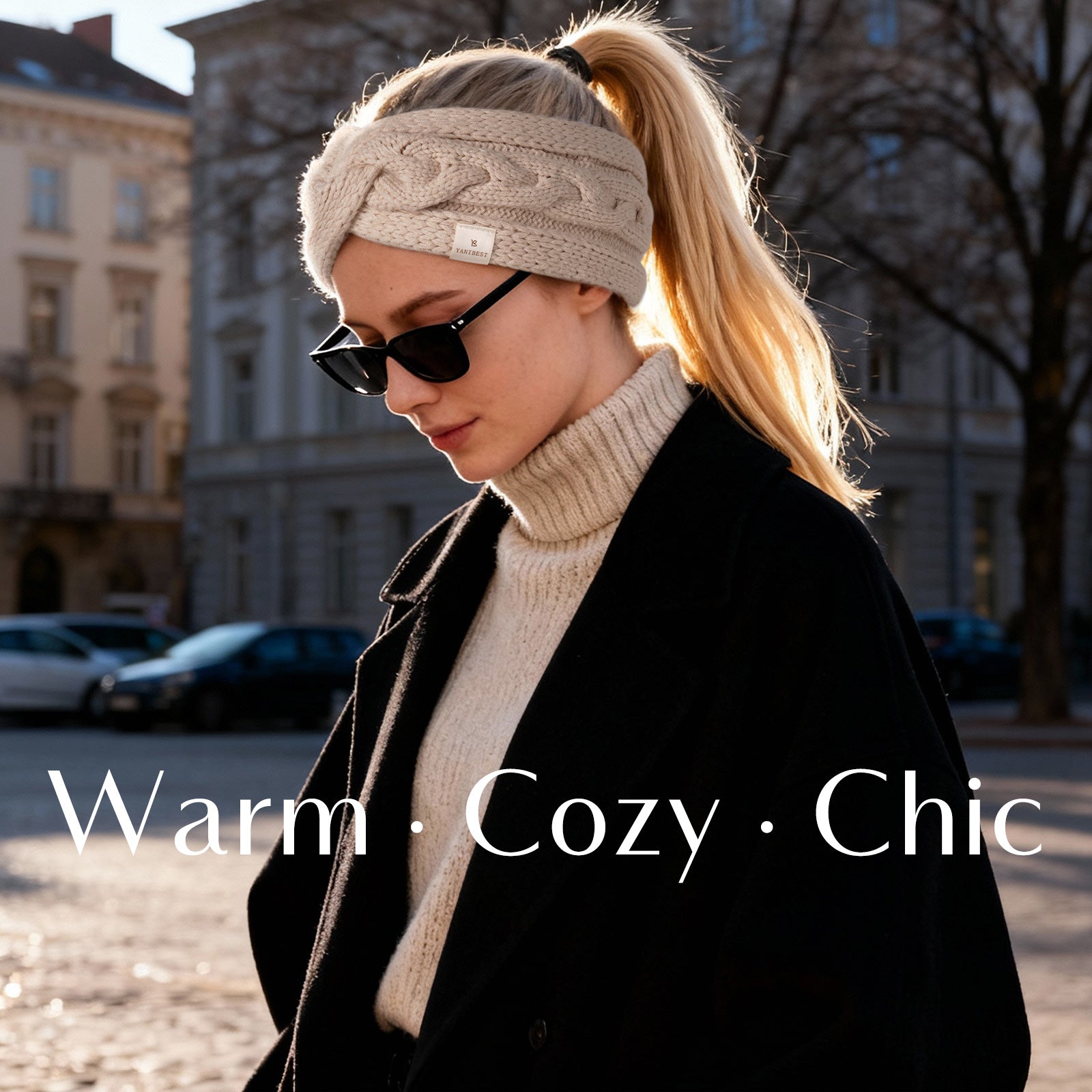 Satin Lined Headbands for Winter - Khaki