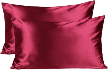 Butter Satin Pillowcases 2 Pack Set| Luxury Red
